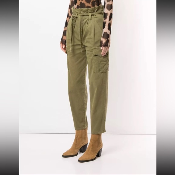 NWT Mother Denim The Greaser Paperbag Pants Pleated Cargo Ankle Size 30 Z488